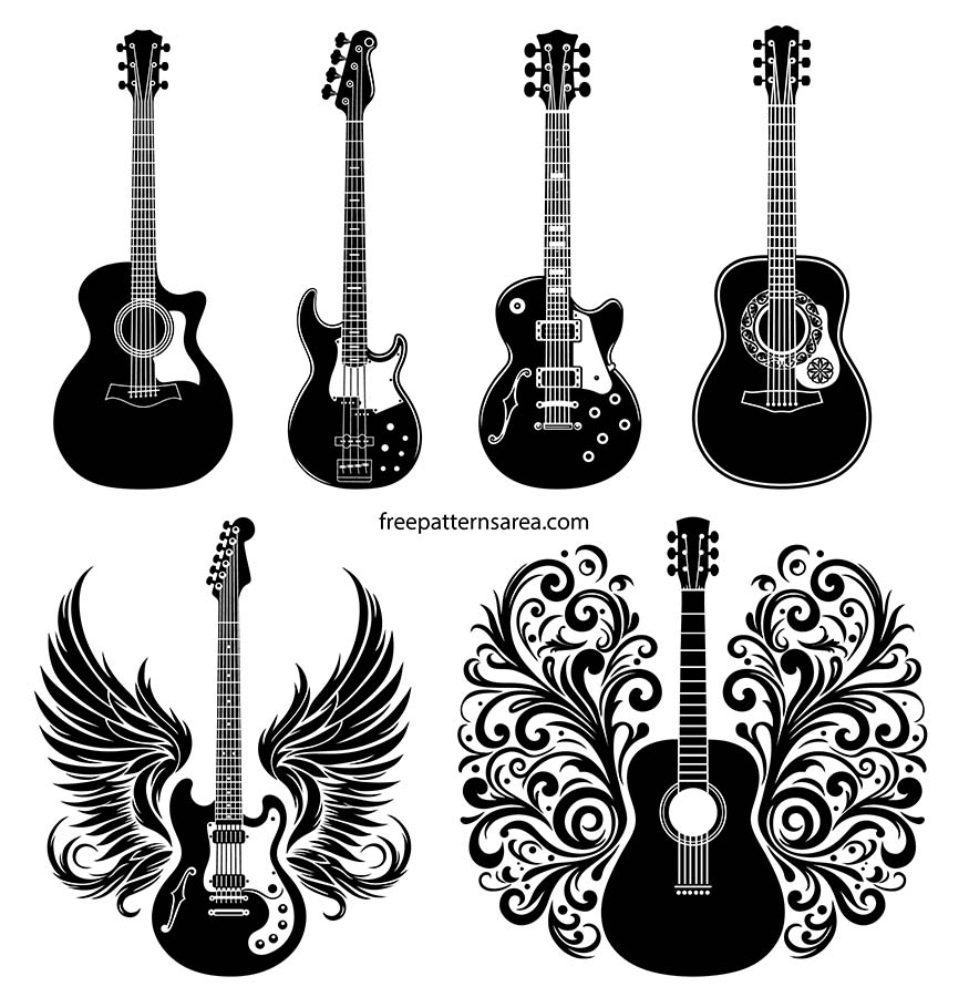 Free Acoustic U0026 Electric Guitar Vector Designs For Music Projects 