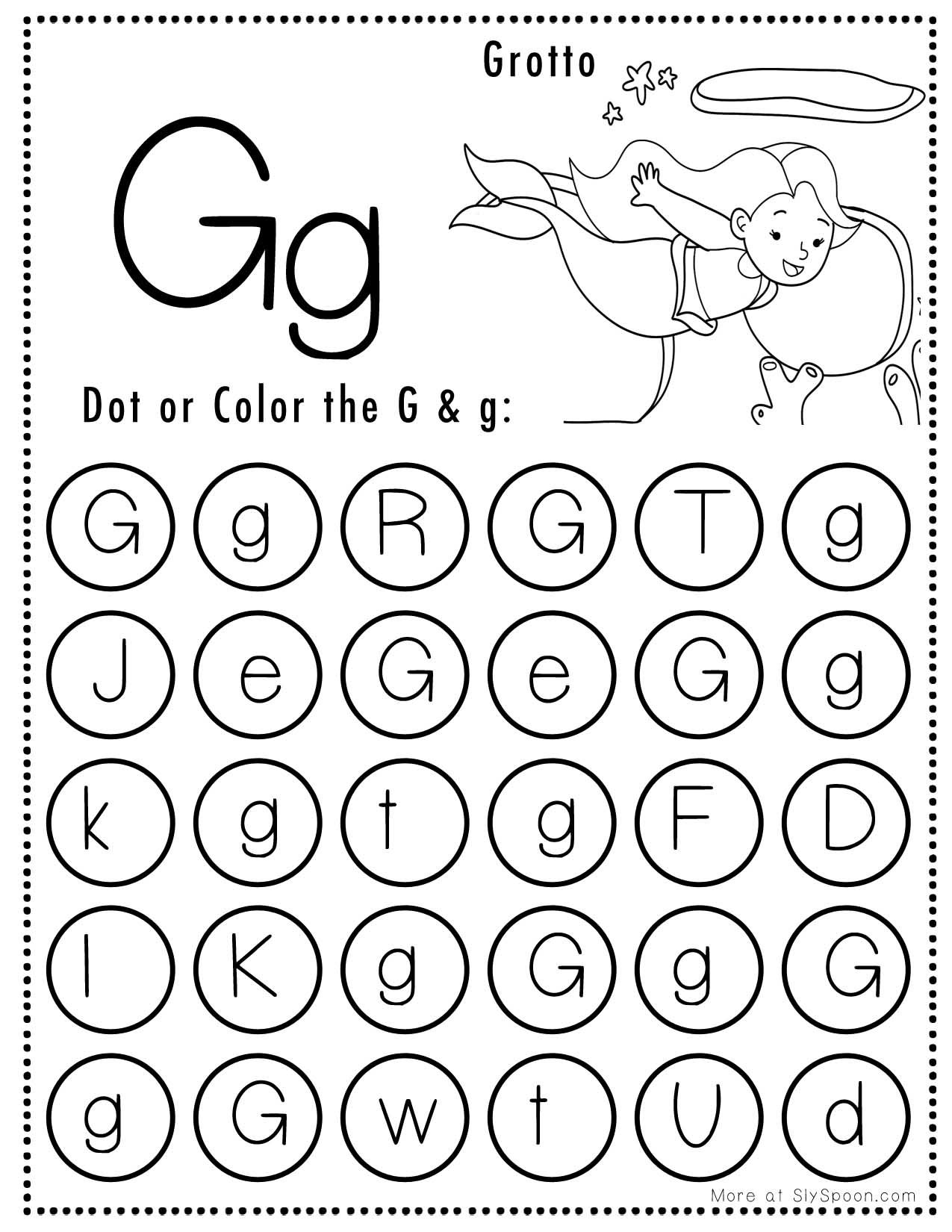 Free Alphabet Do A Dot Printables Worksheets Letter G Mermaid 