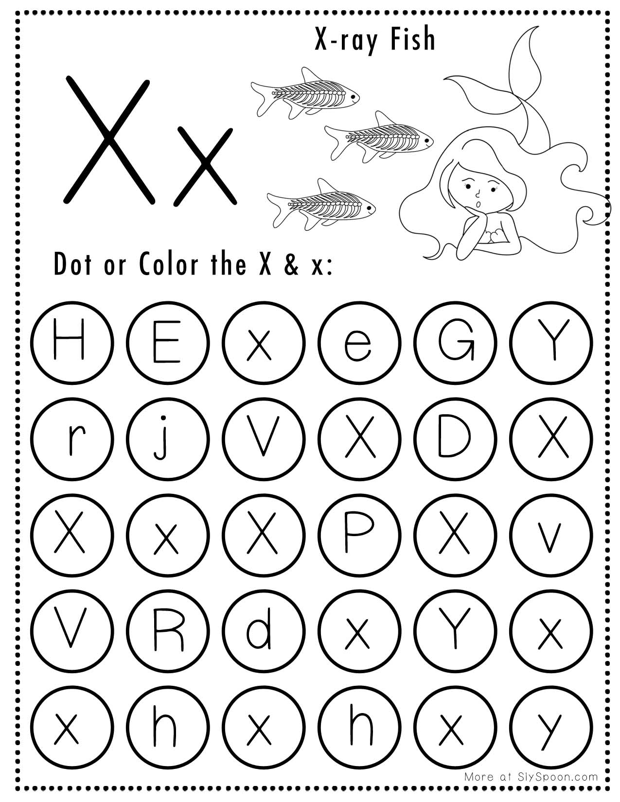 Free Alphabet Do A Dot Printables Worksheets Letter X Mermaid 