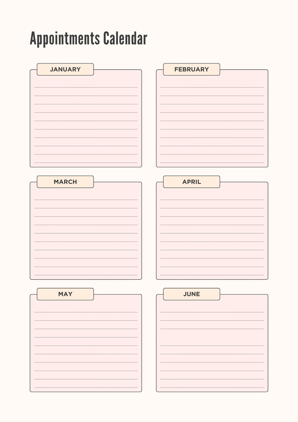 template for appointment schedule