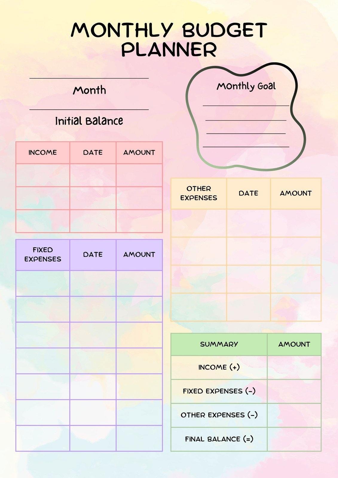 cute budget planner printable