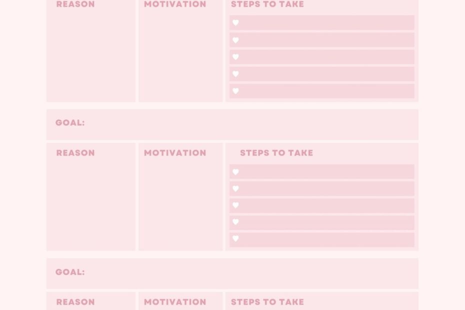 Free And Customizable Goals Templates
