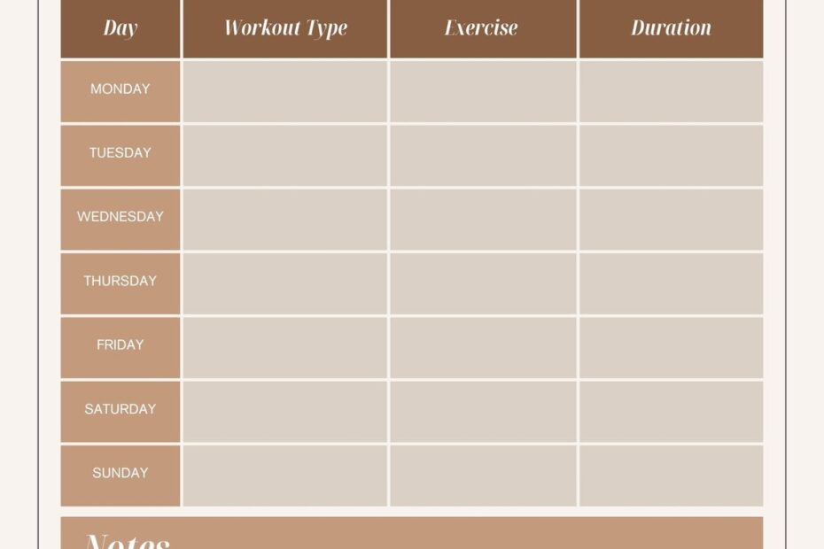 Free And Customizable Workout Templates