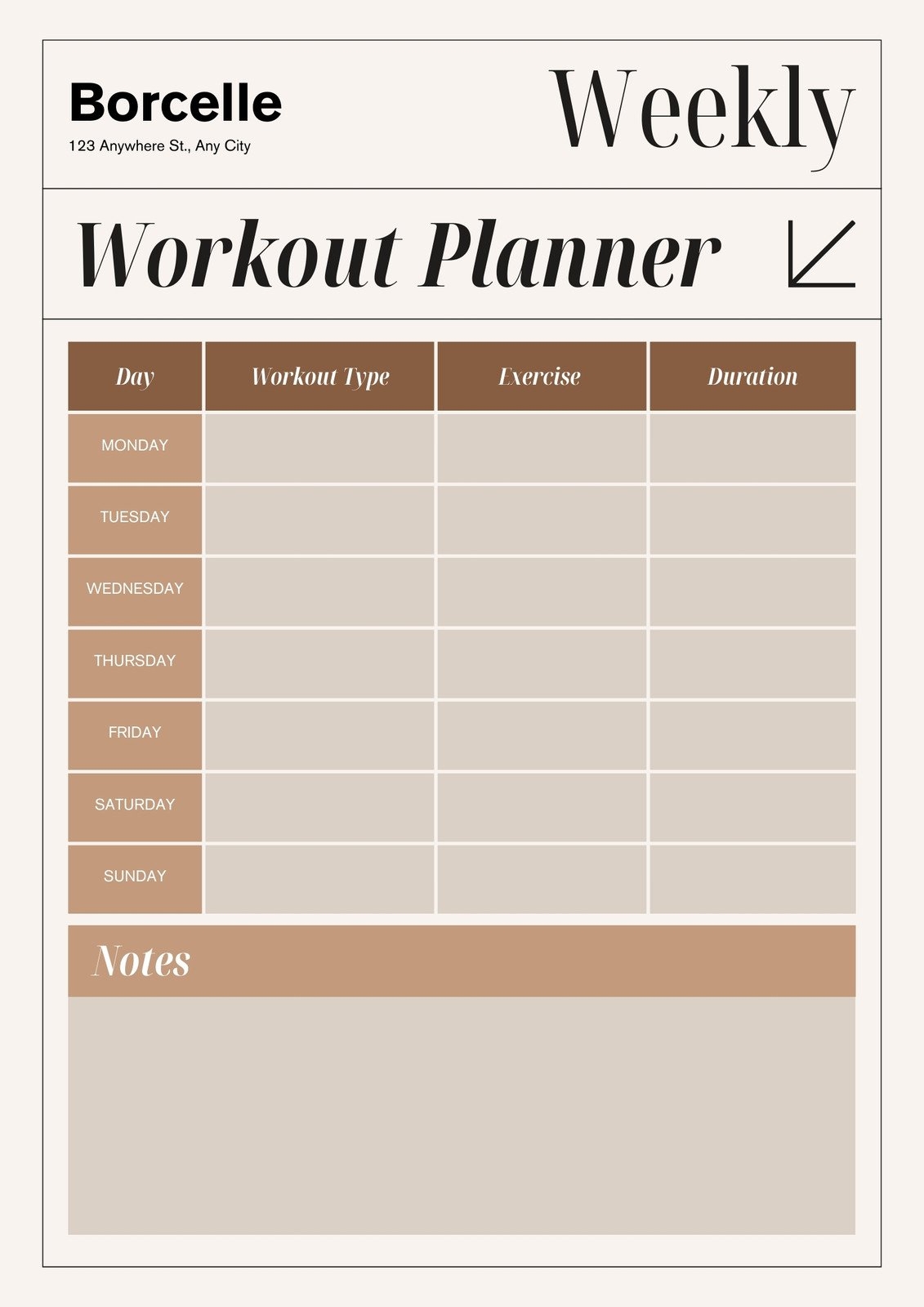 workout schedule template