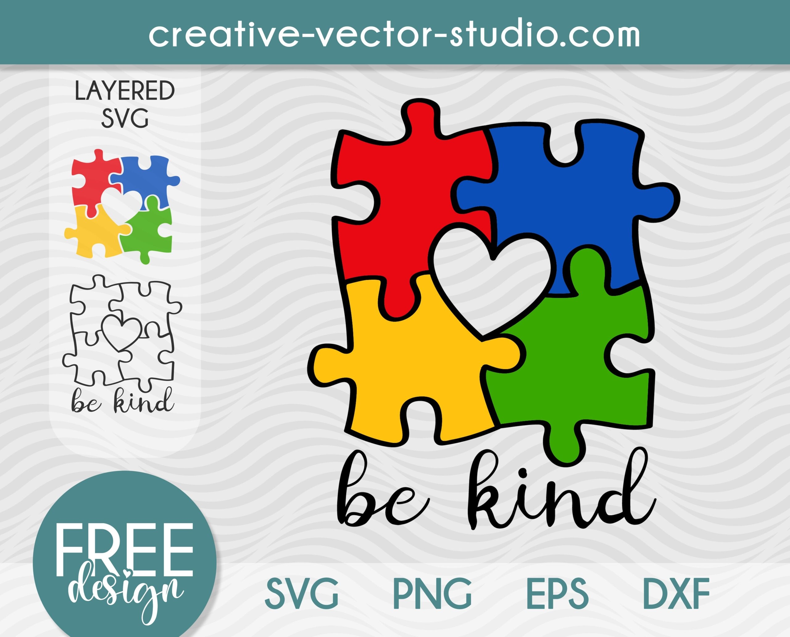Free Autism Puzzle Heart SVG Creative Vector Studio
