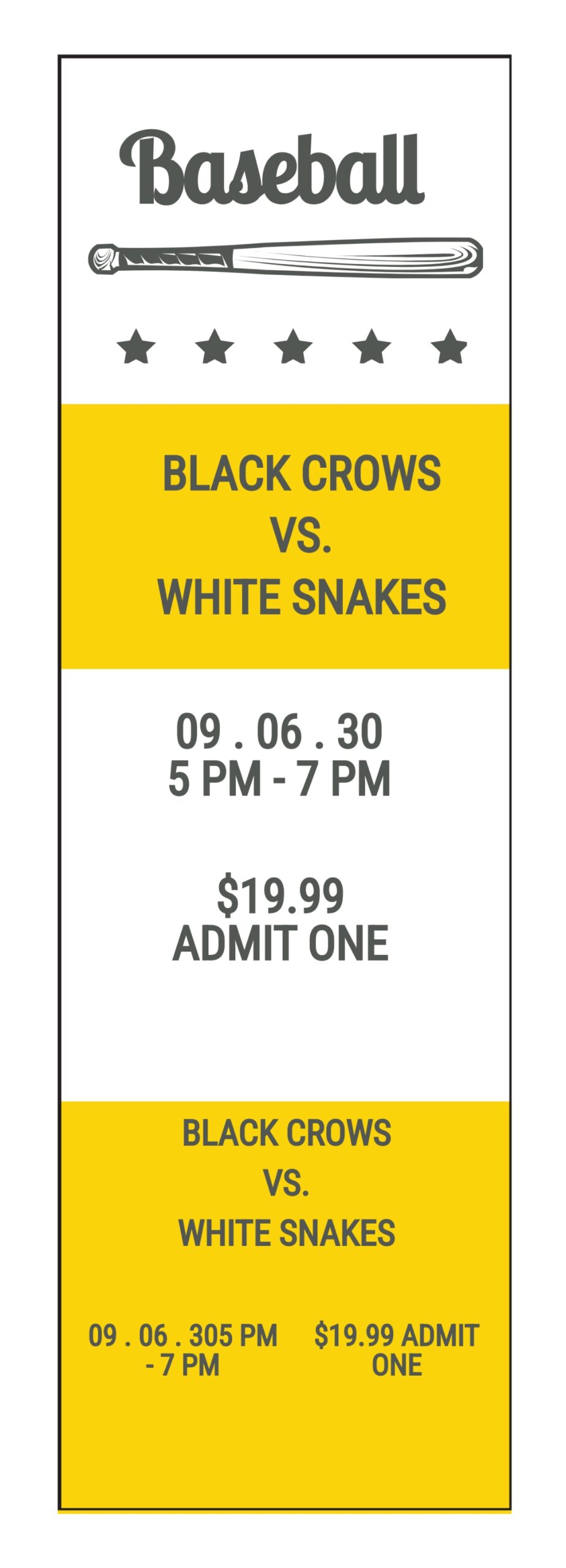 Free Baseball Ticket Templates Editable And Printable