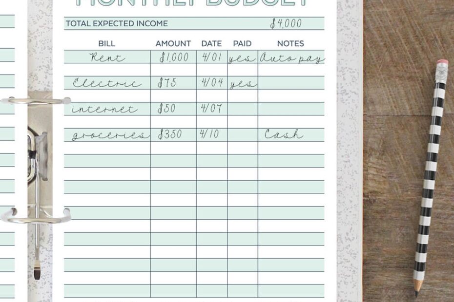 FREE Beginner Printable Budget Worksheet Savor Savvy