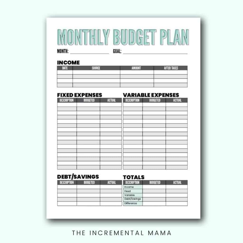 budget forms free printable
