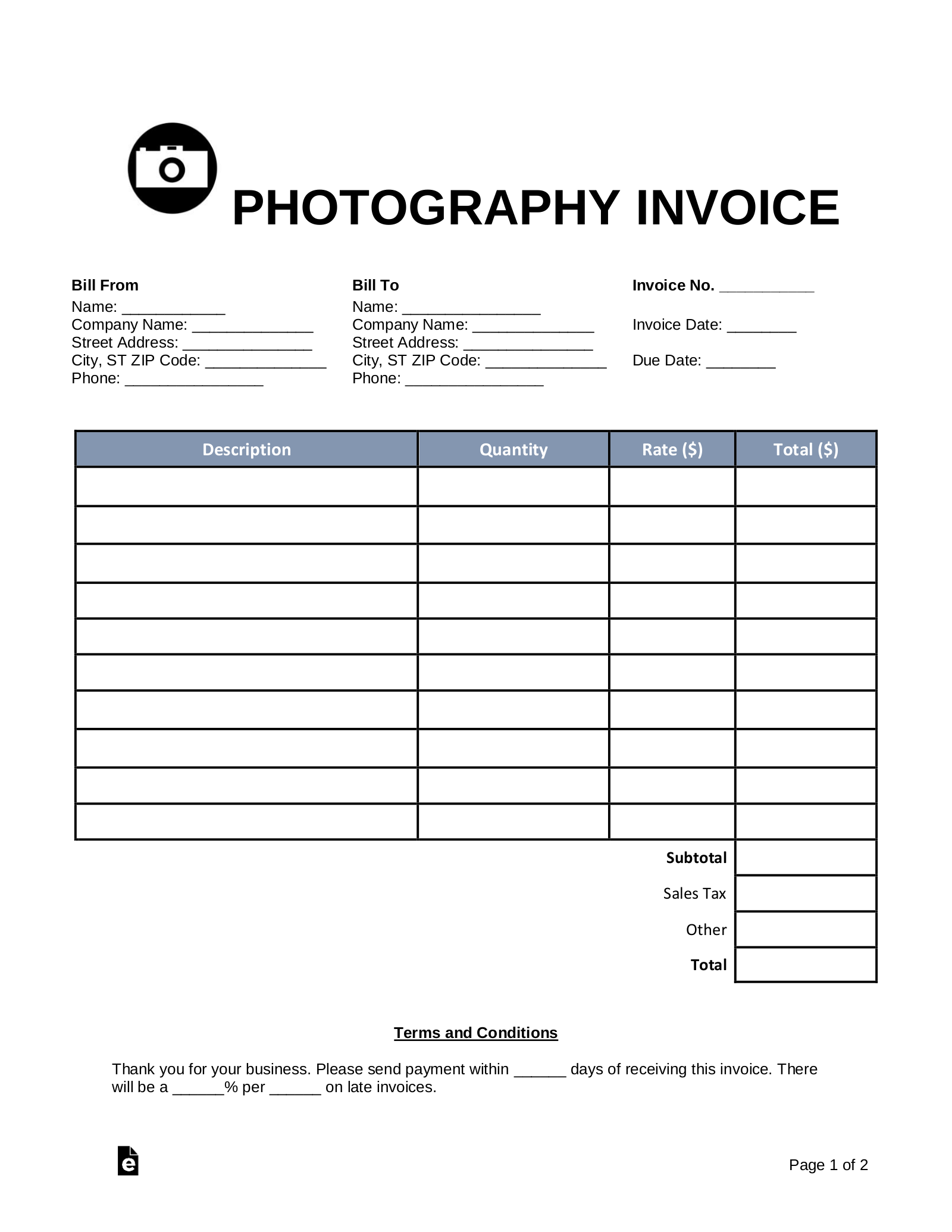 free invoice printable