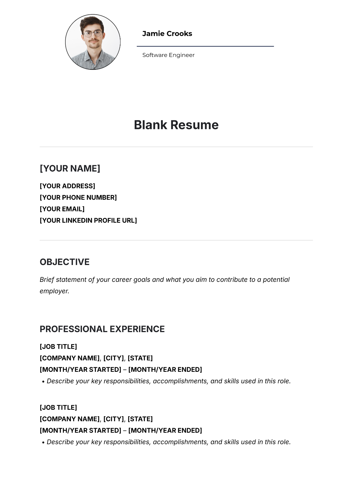 printable blank resume template