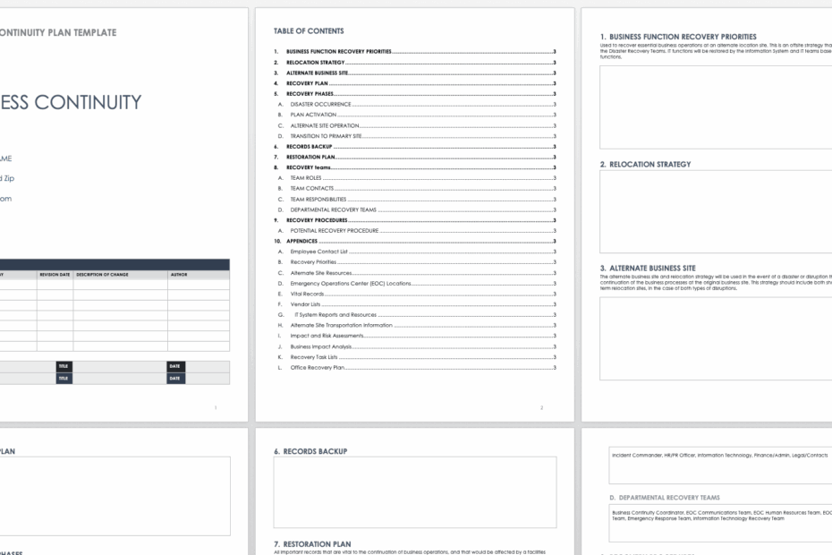 Free Business Continuity Plan Templates Smartsheet