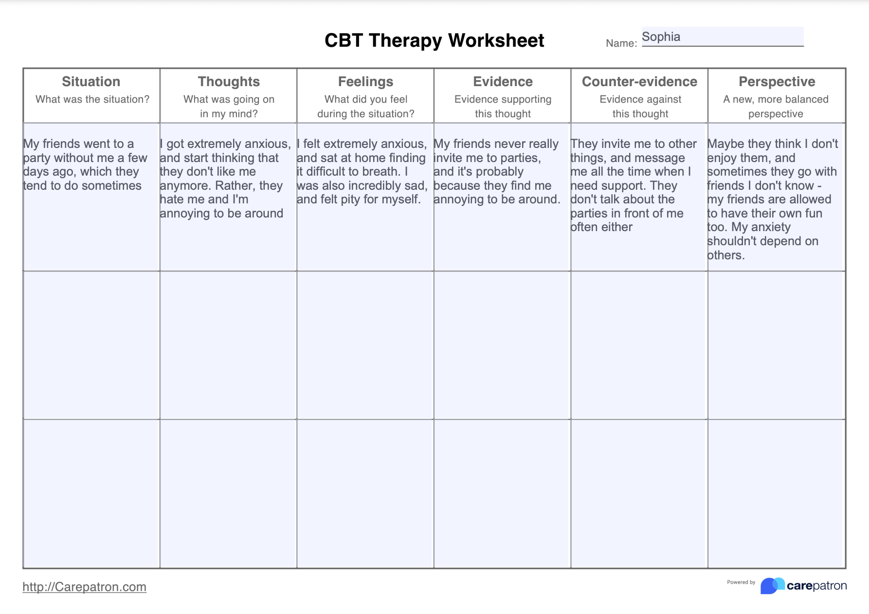 cbt worksheets for anxiety