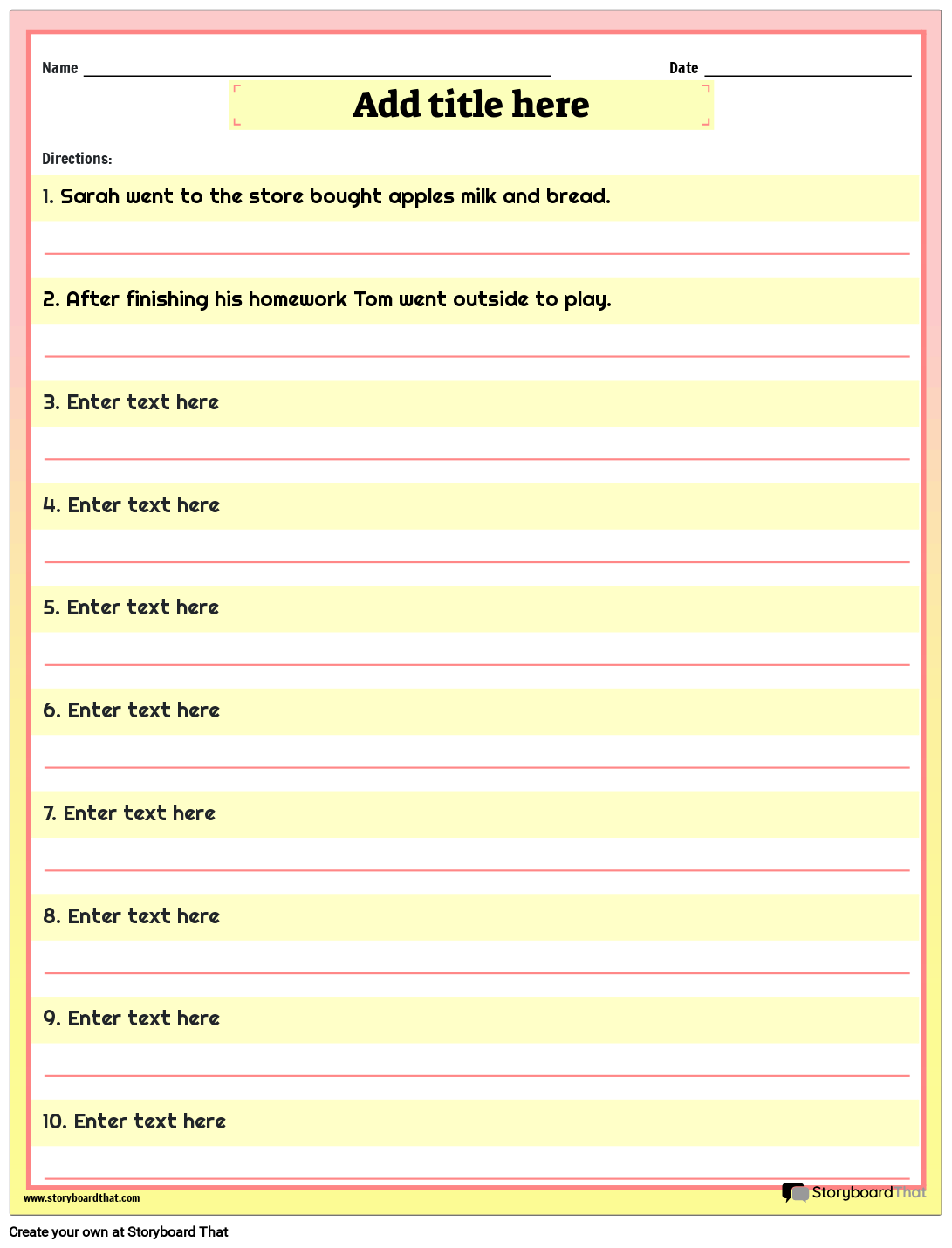 comma practice worksheet