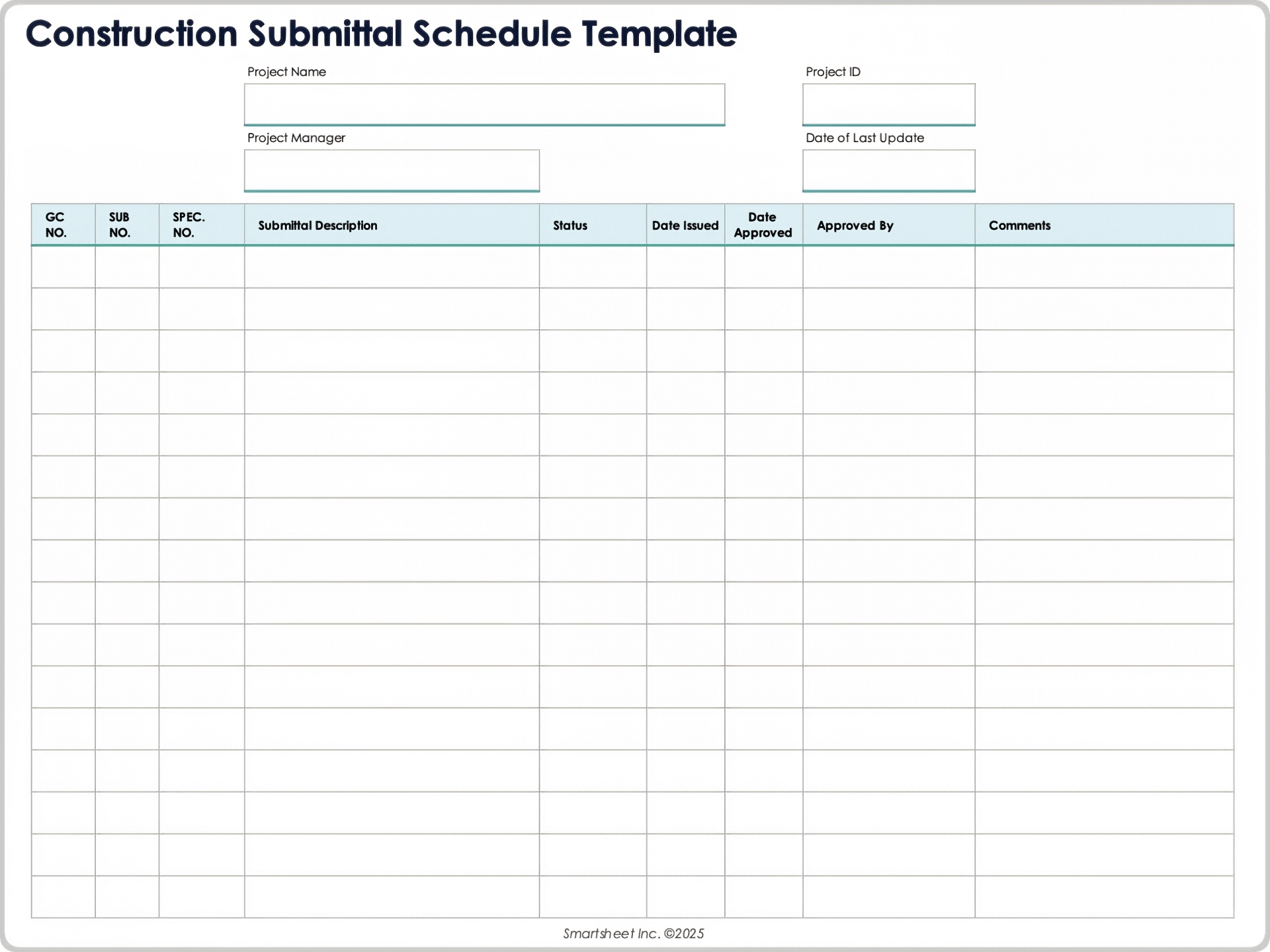 Free Construction Submittal Templates Smartsheet
