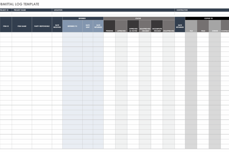 Free Construction Submittal Templates Smartsheet