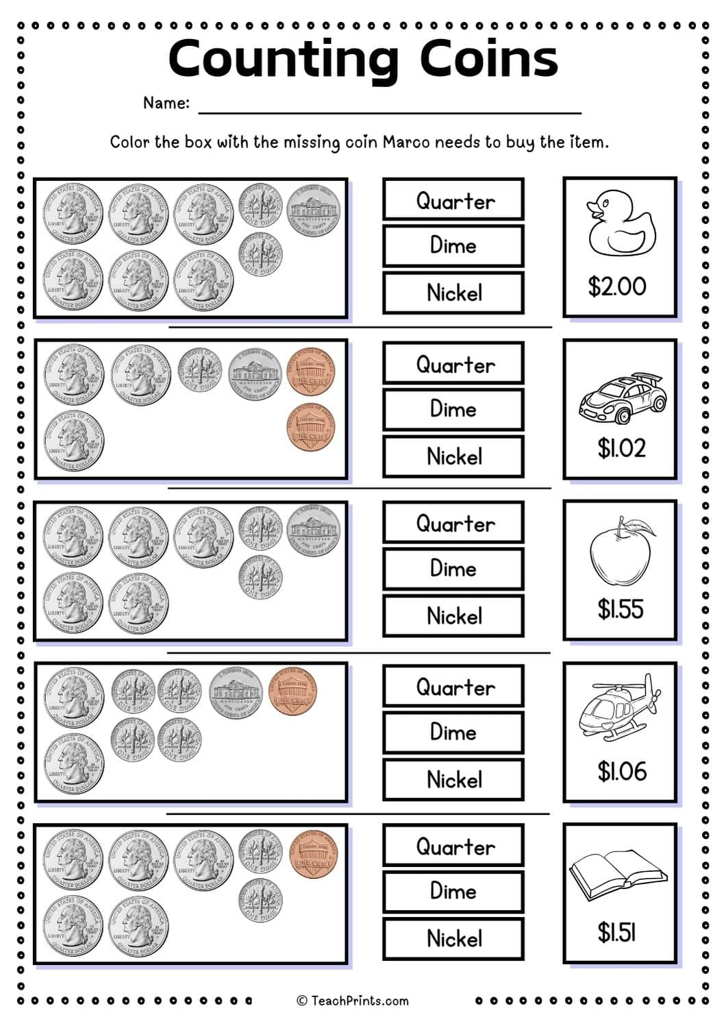 counting coins worksheet