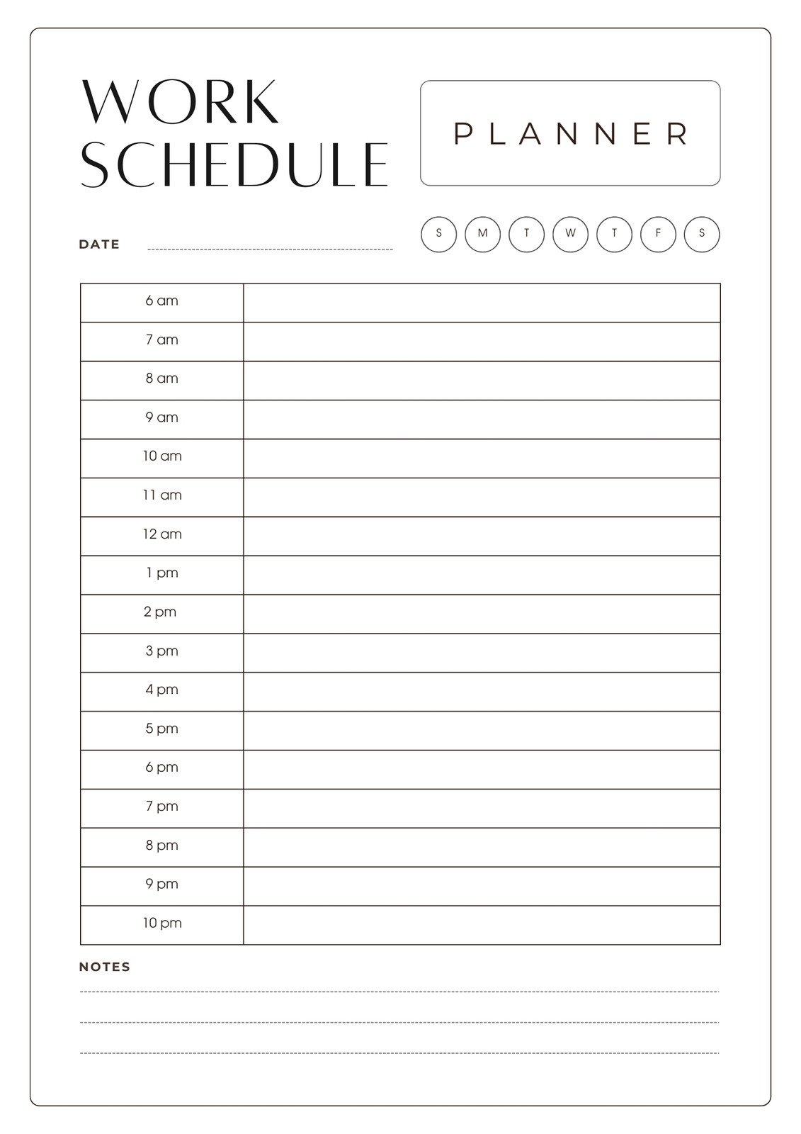 schedule template with times
