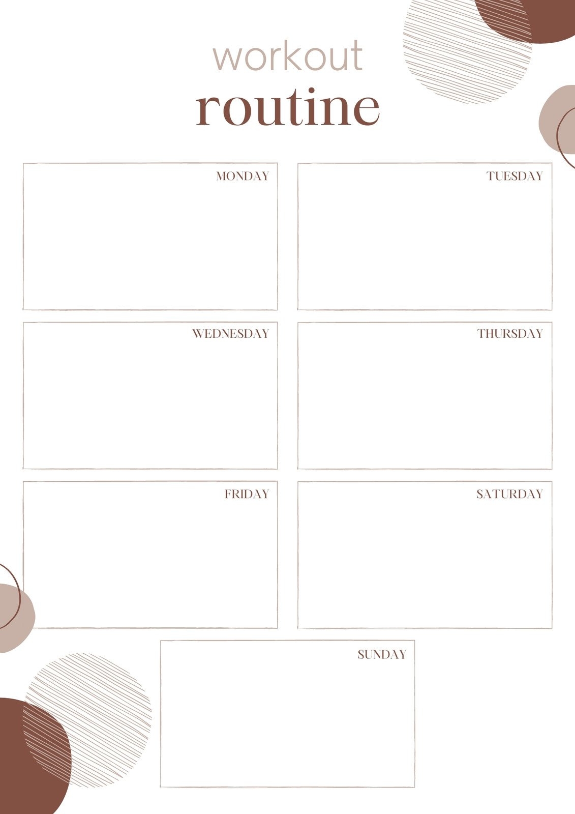 weekly exercise schedule template