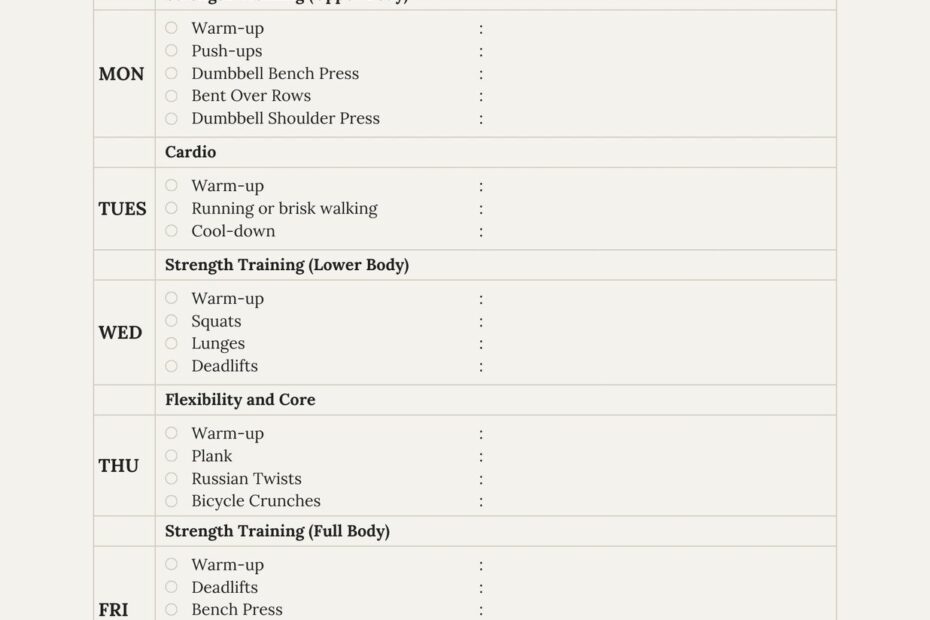 Free Custom Printable Workout Planner Templates Online Canva