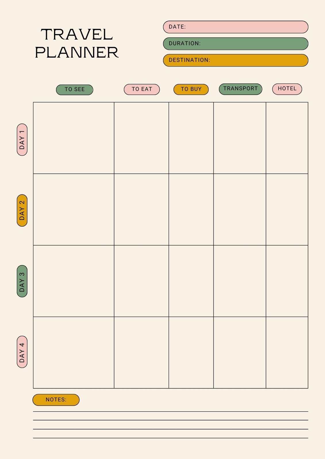 plan of the day template