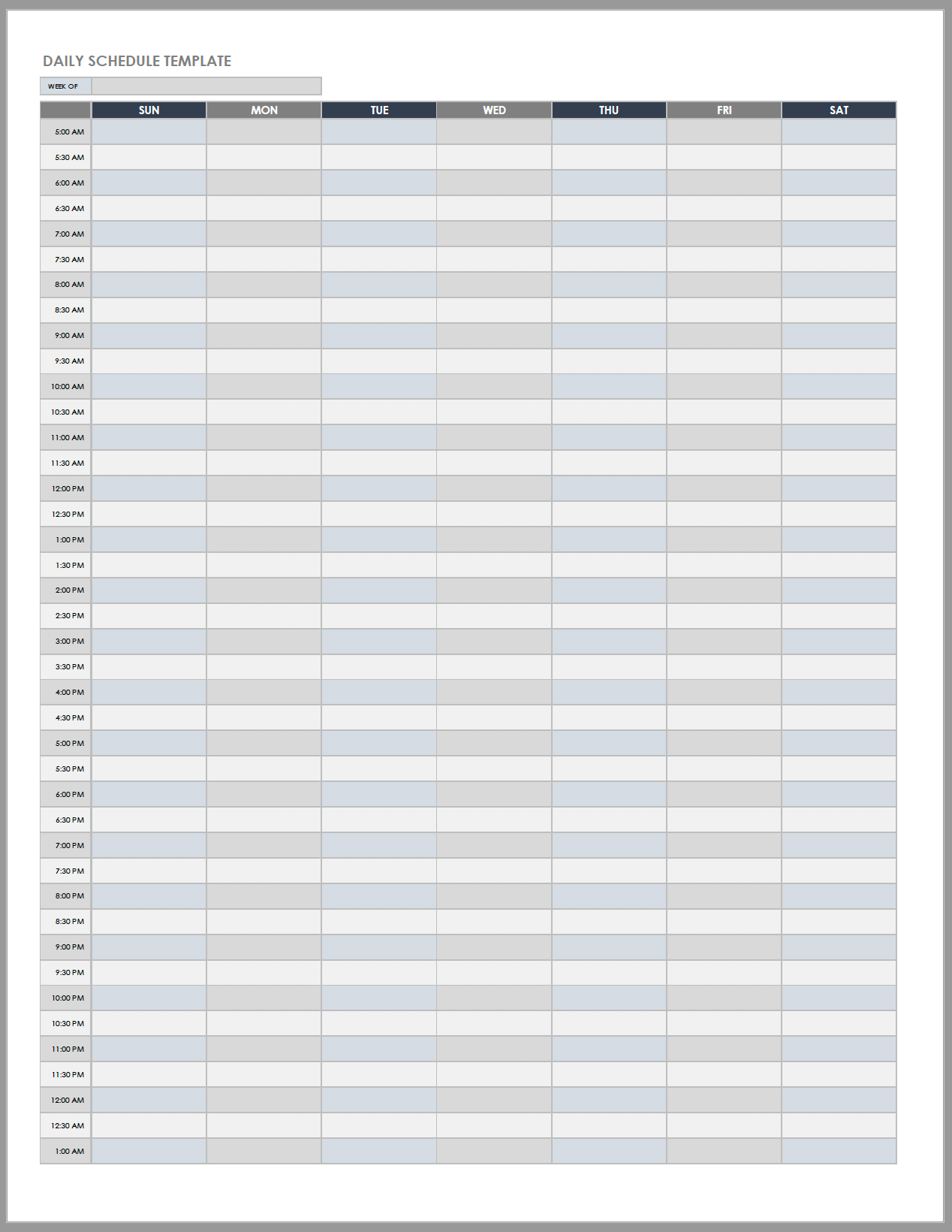 schedule time template