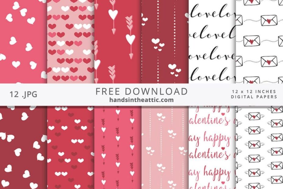 Free Digital Scrapbook Papers Hearts Love Valentine s Day Hands In The Attic