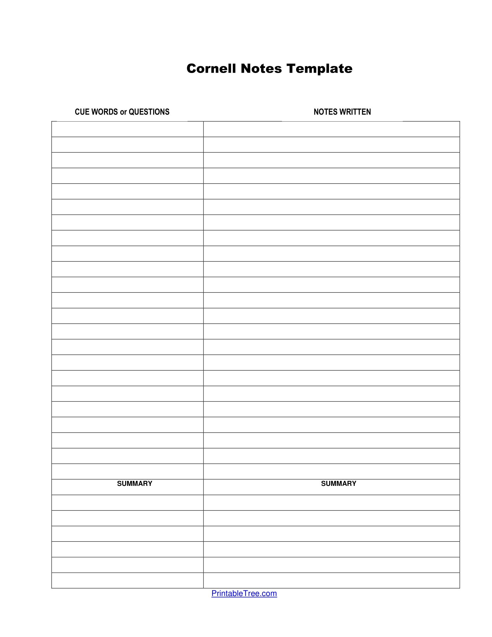 Free Download Printable Cornell Notes PDF Templates