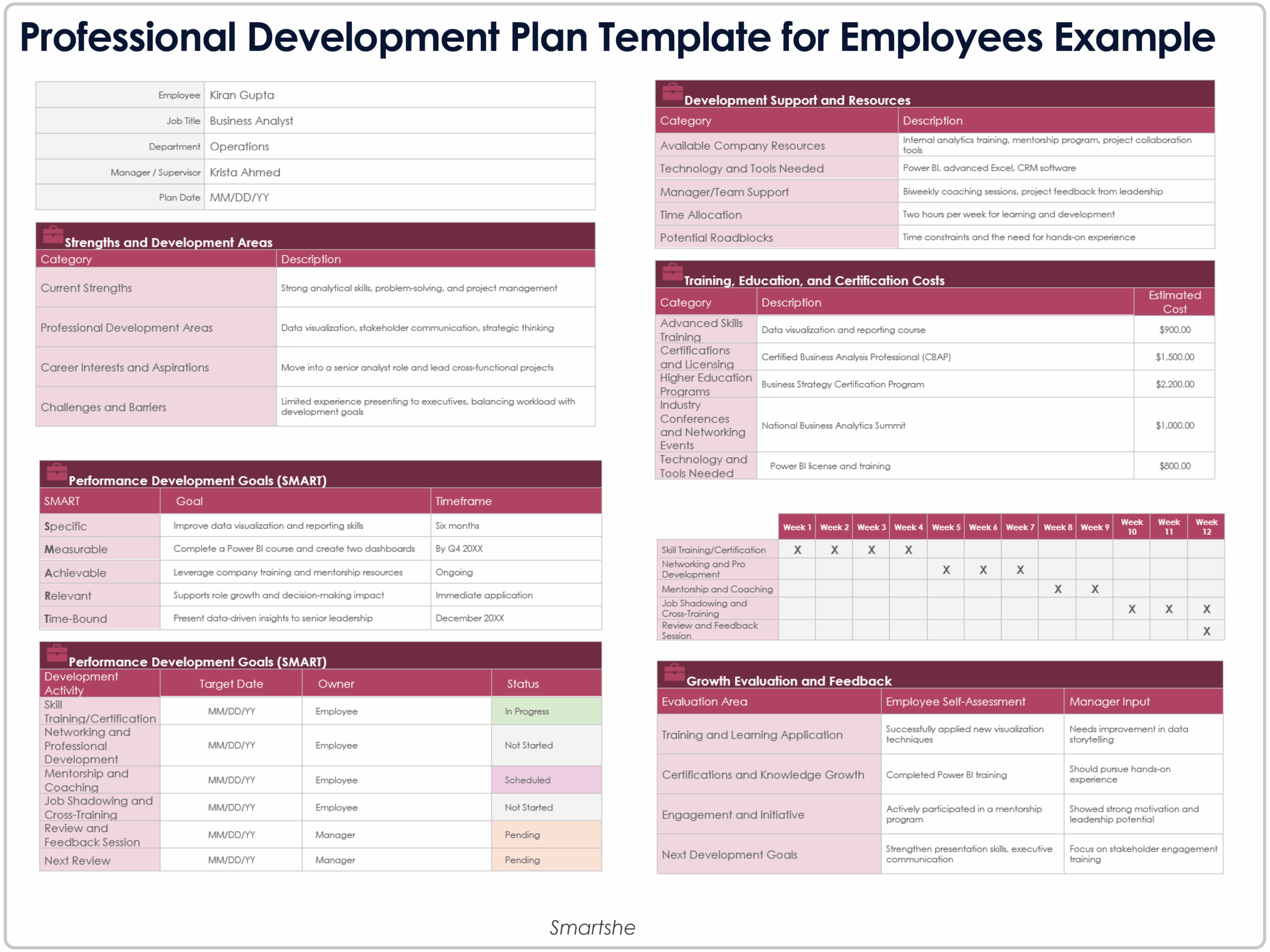 template for employee development plan