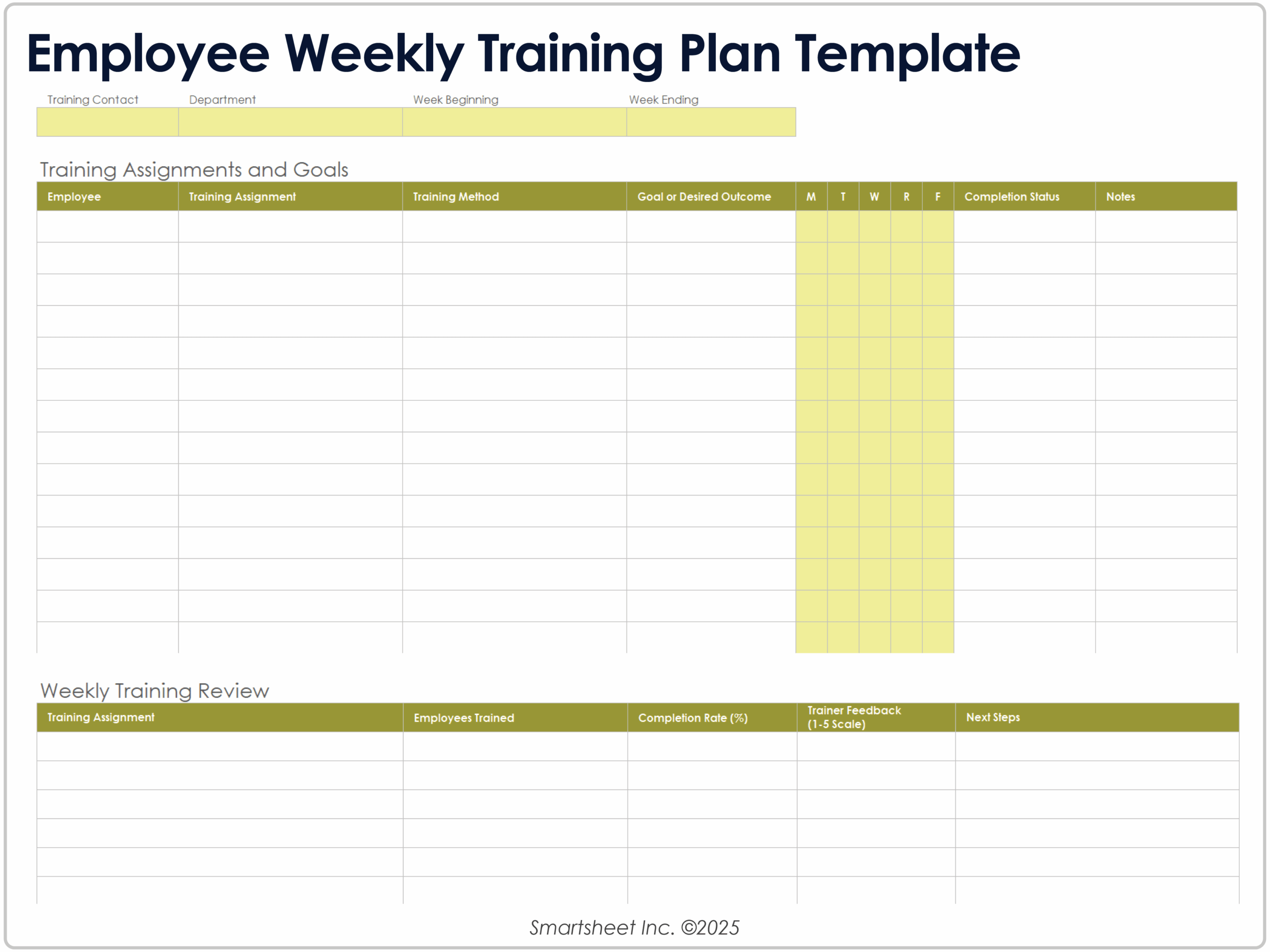 action plan template for training