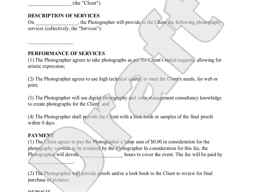 Free Event Photography Contract Template Rocket Lawyer