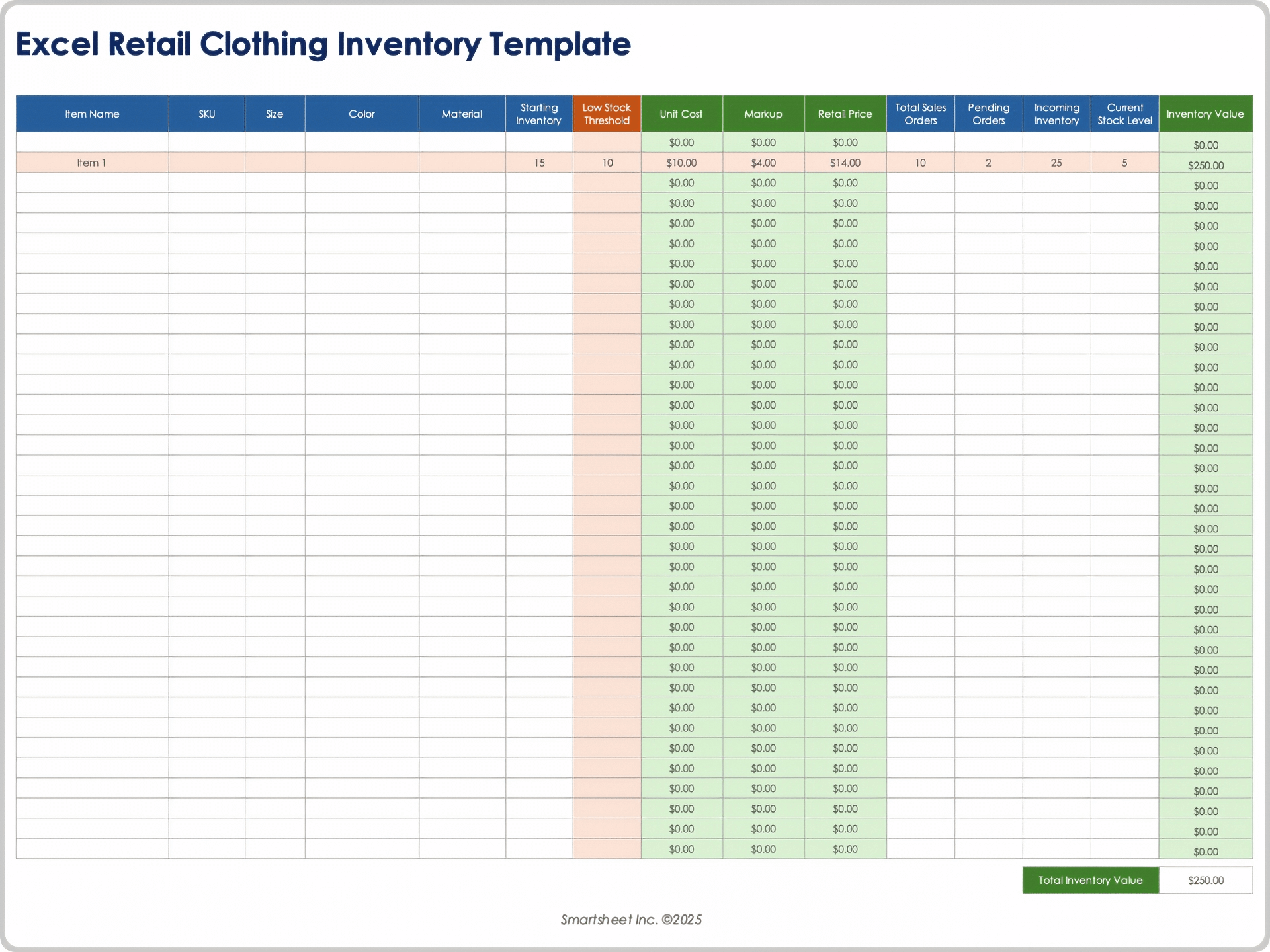 Free Excel Inventory Templates
