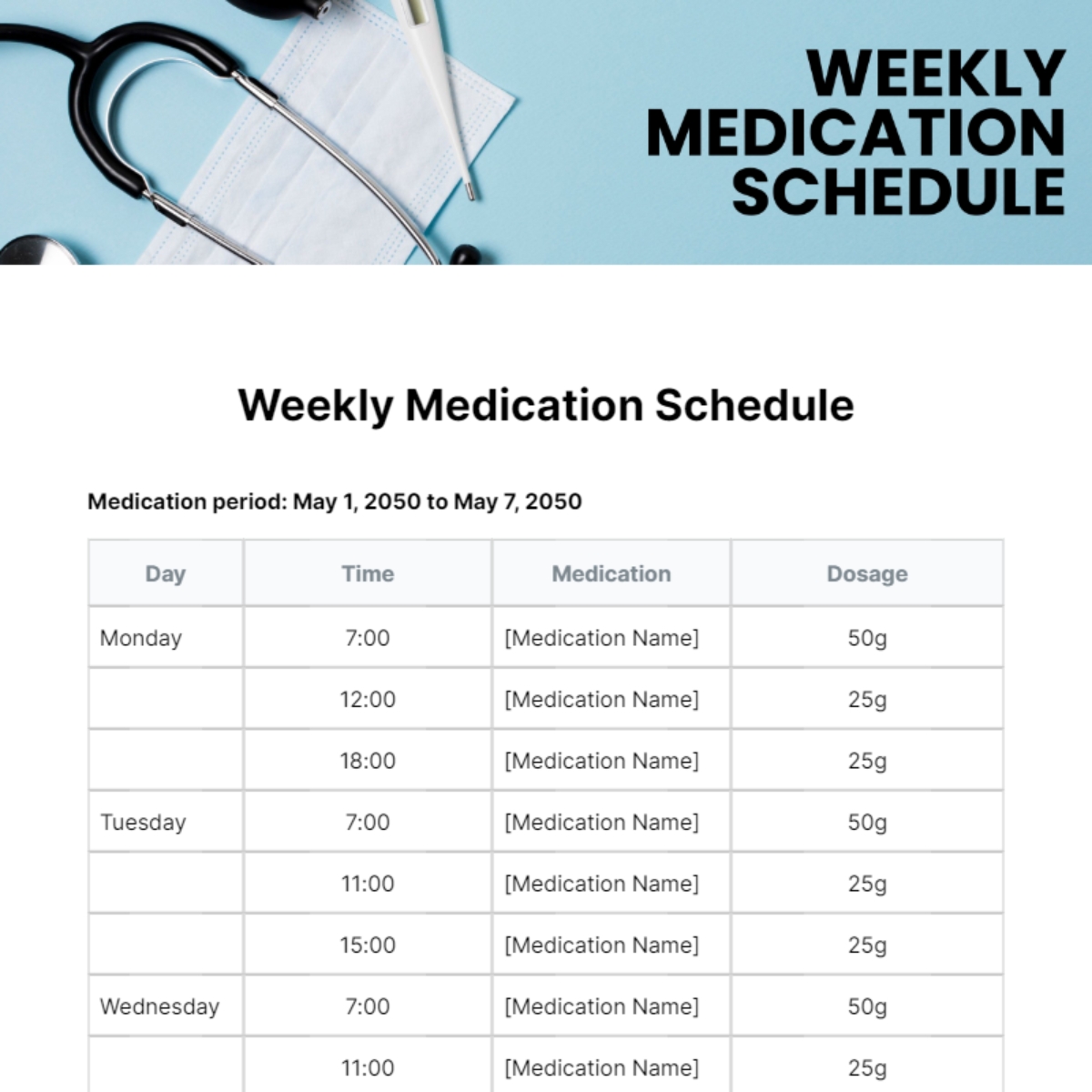 eye drop schedule template
