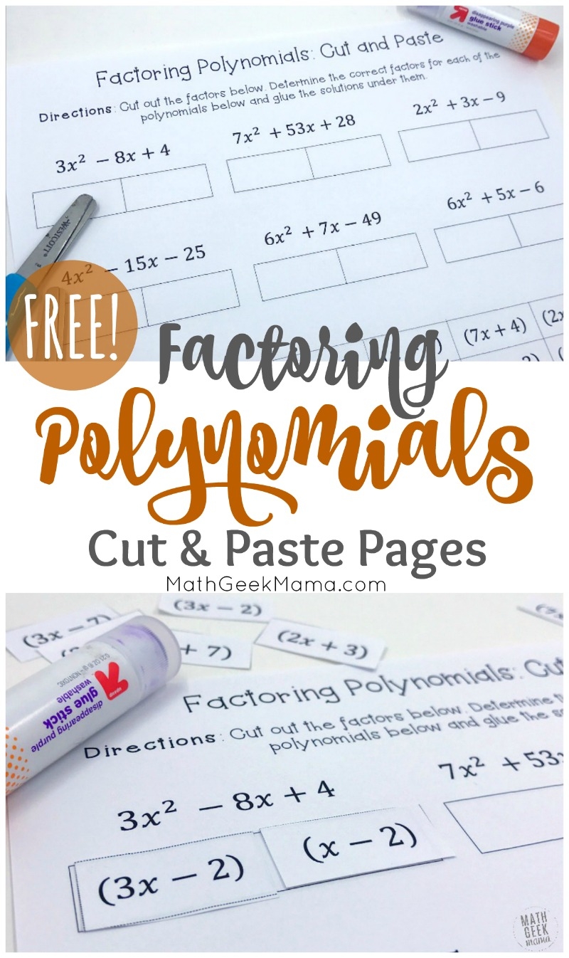 FREE Factoring Polynomials Practice Cut U0026 Paste Pages