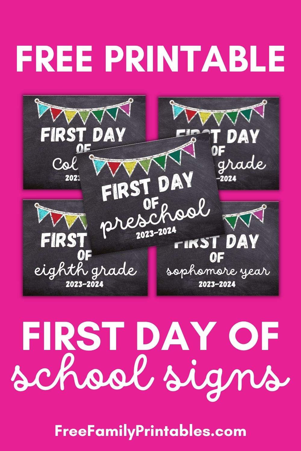 Free First Day Of School Chalkboard Printable Signs 2025 2026 