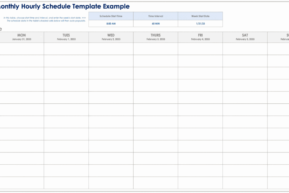 Free Hourly Schedule Templates All Formats Editable U0026 Printable