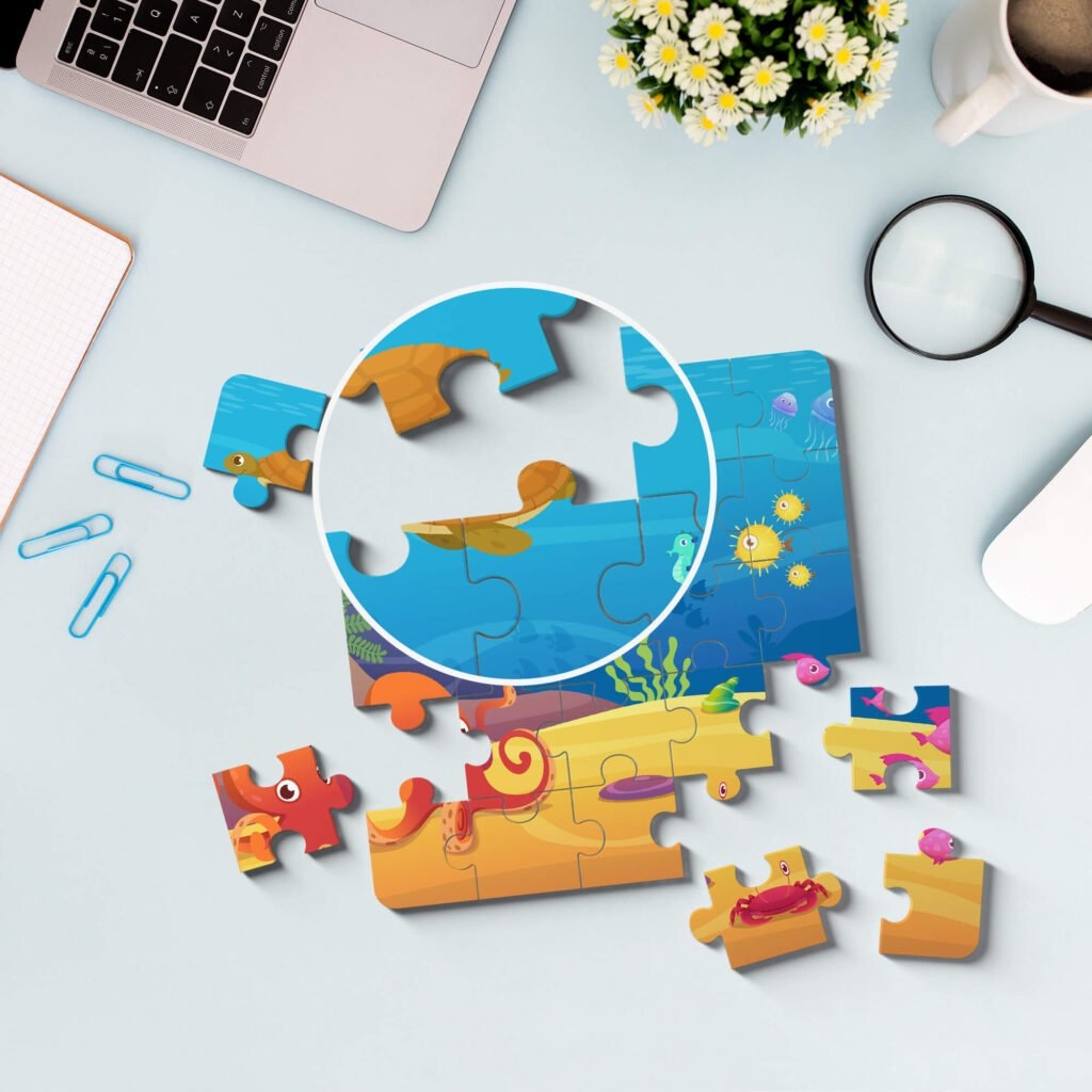 Free Jigsaw Puzzle Mockup Set PSD