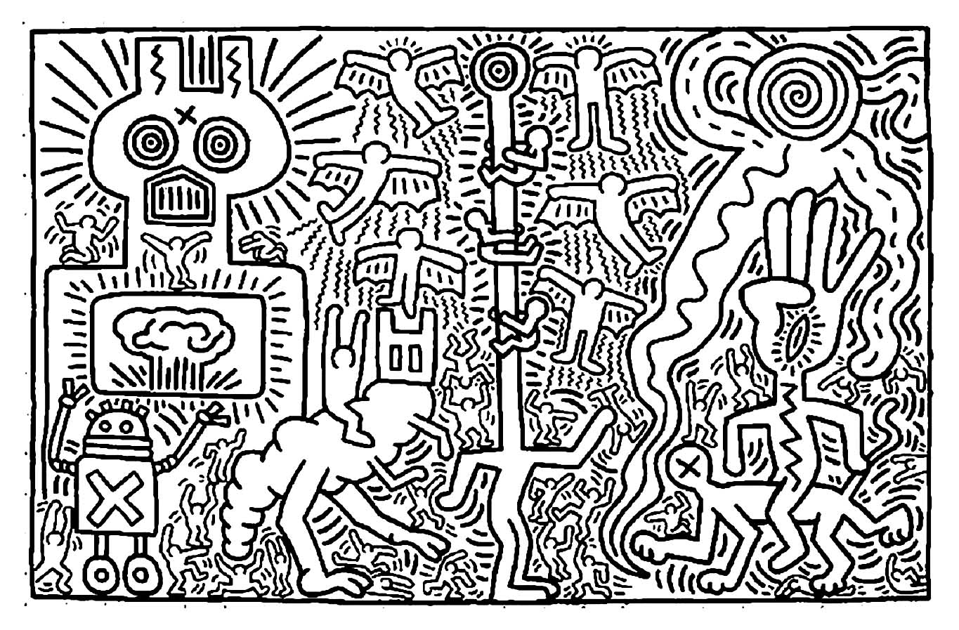 Free Keith Haring Drawing To Download And Color Keith Haring Coloring Pages