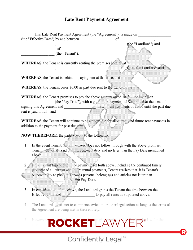 Free Late Rent Payment Agreement Rocket Lawyer