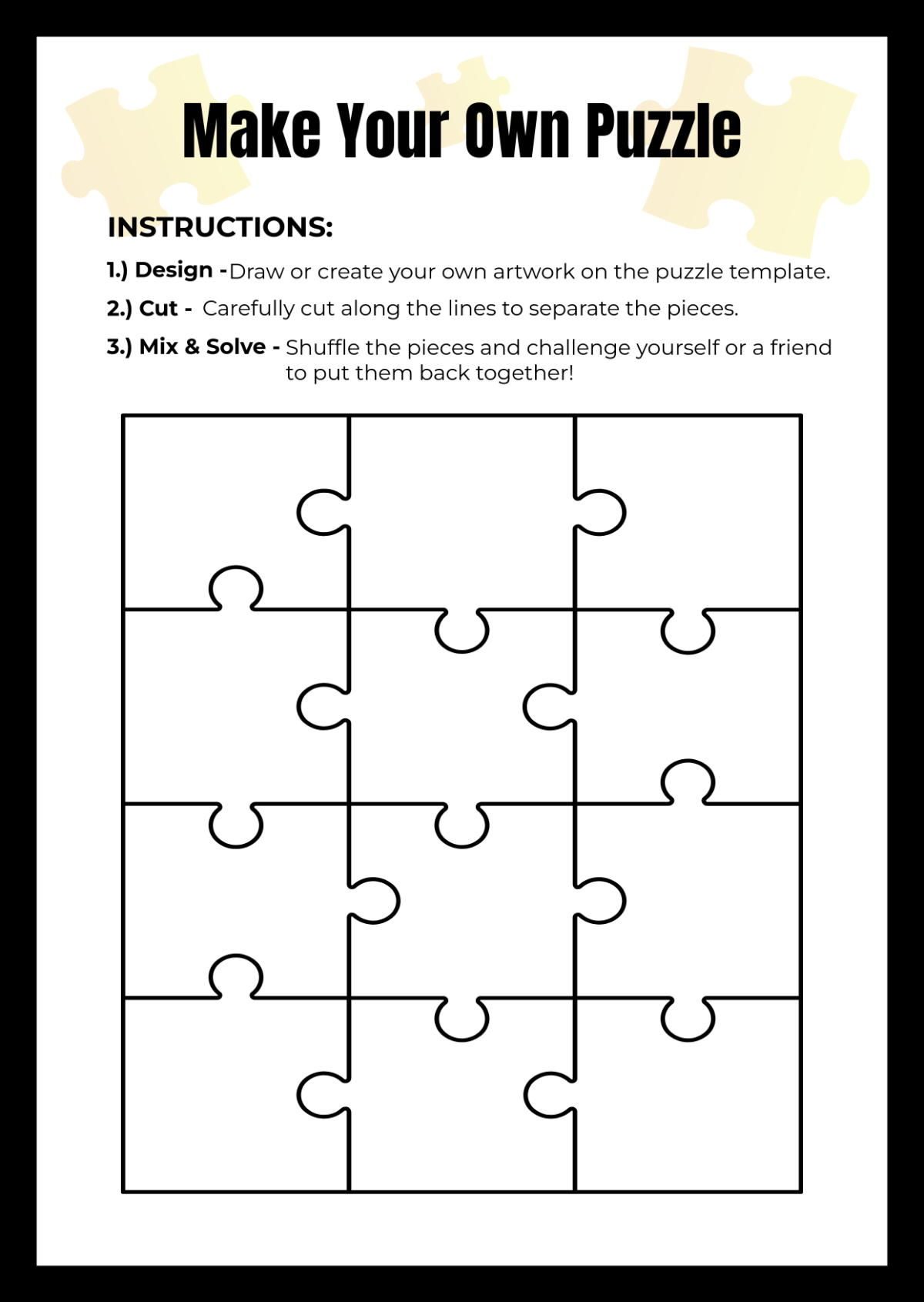 Free Make Your Own Puzzle Template To Edit Online