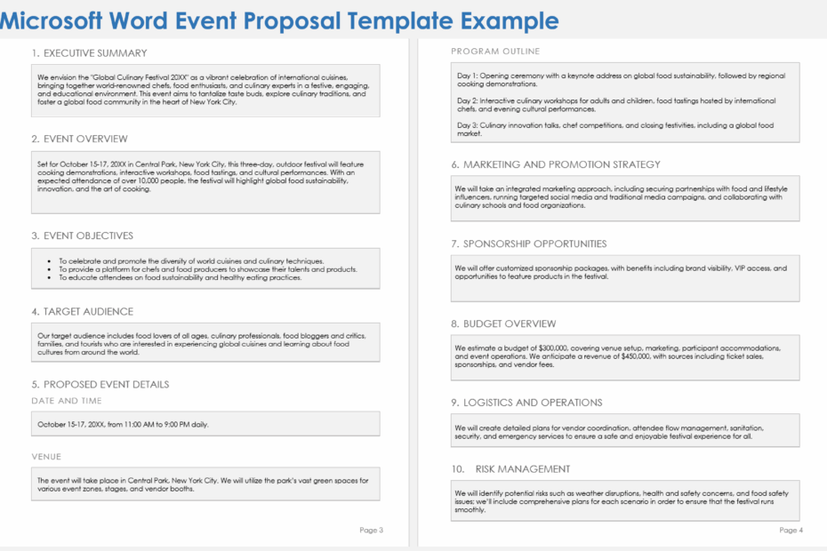 Free MS Word Event Proposal Templates Outlines U0026 Samples