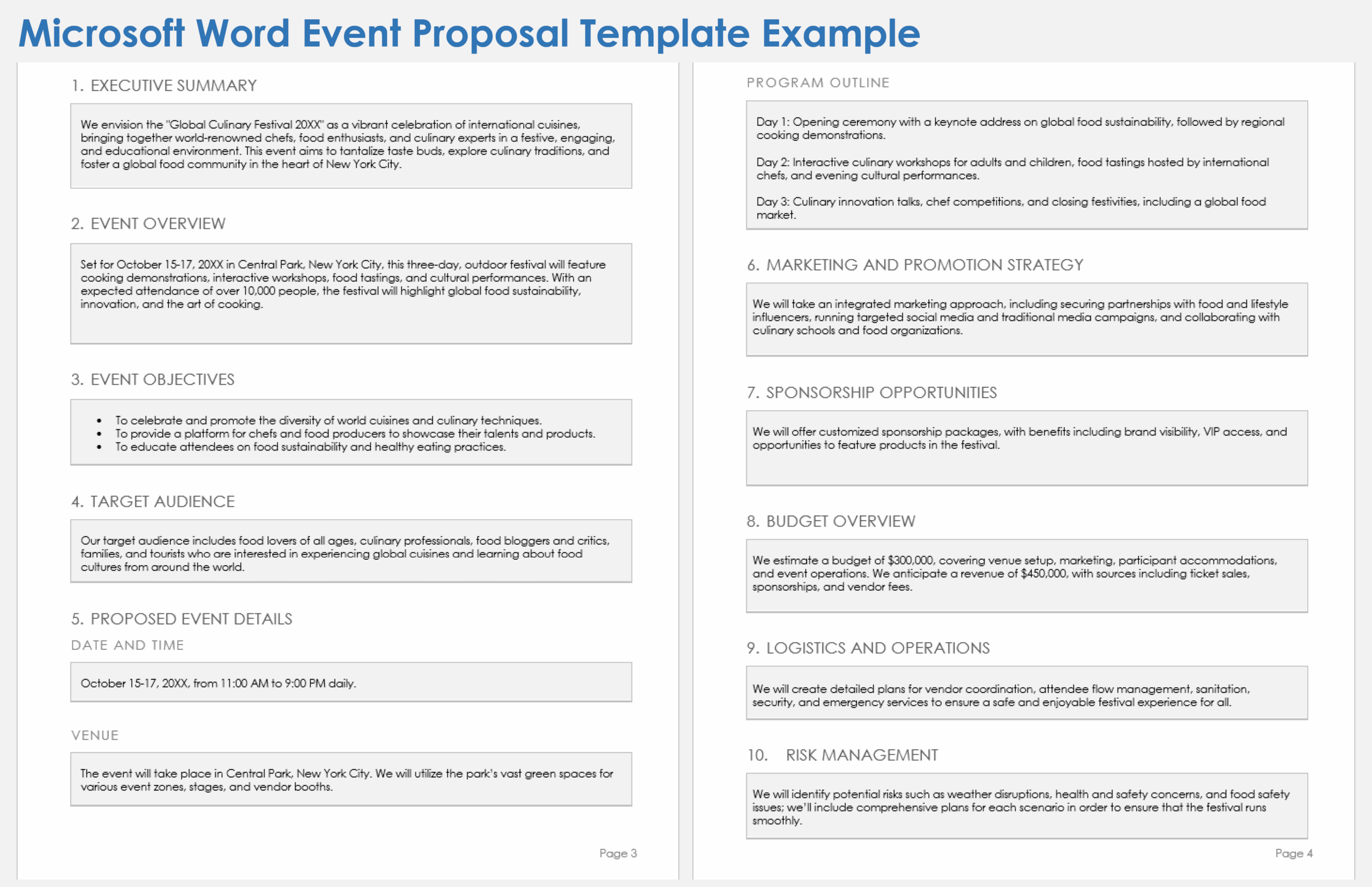 Free MS Word Event Proposal Templates Outlines U0026 Samples