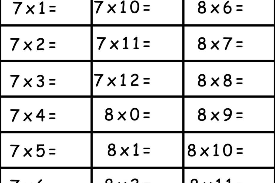 Free Multiplication Worksheet 7s U0026 8s Worksheets4Free