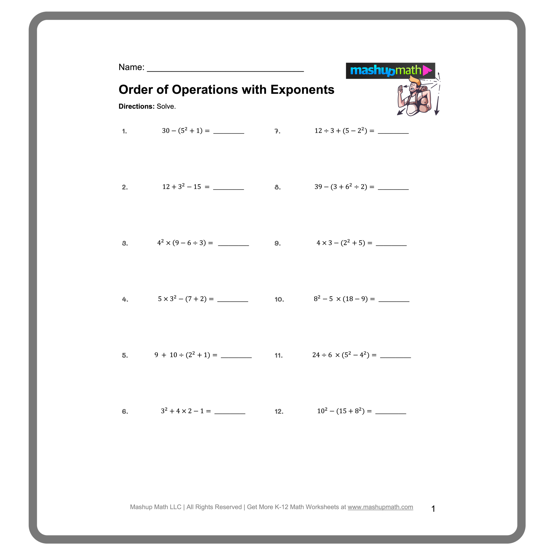 order of operations worksheets with answers pdf