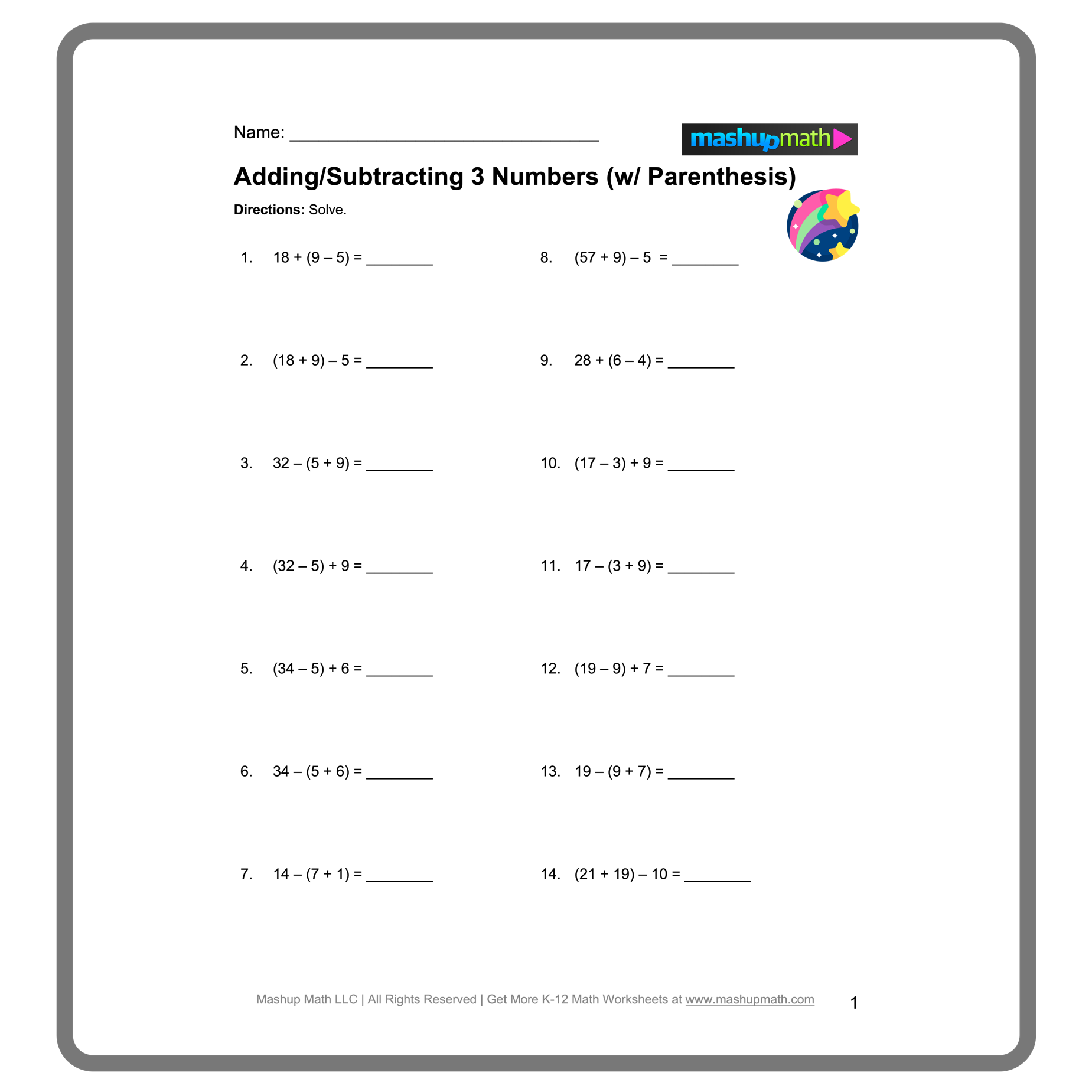 Free Order Of Operations Worksheet Library with Answers Mashup Math