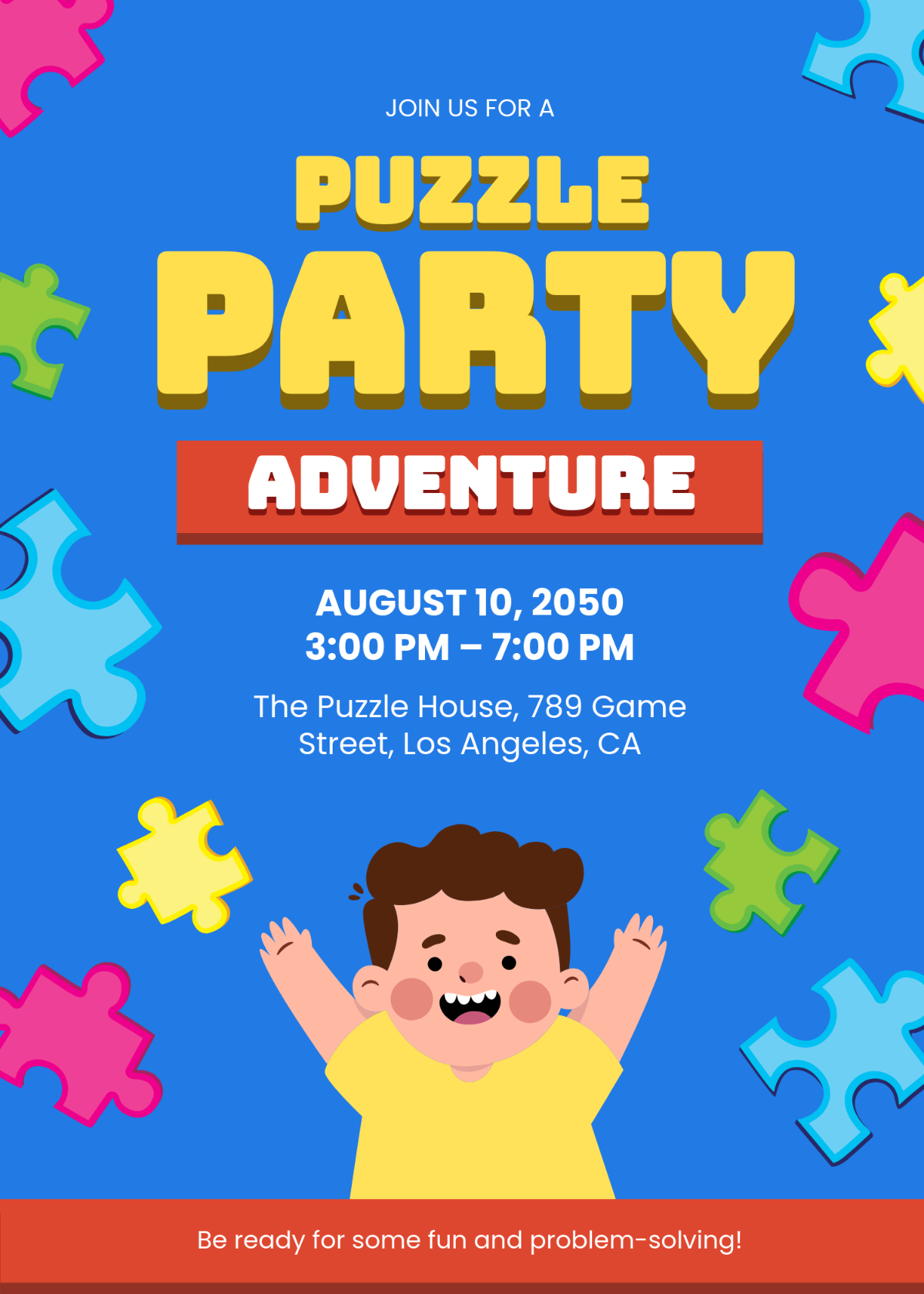 Free Personalized Kids Puzzle Invitation Template To Edit Online