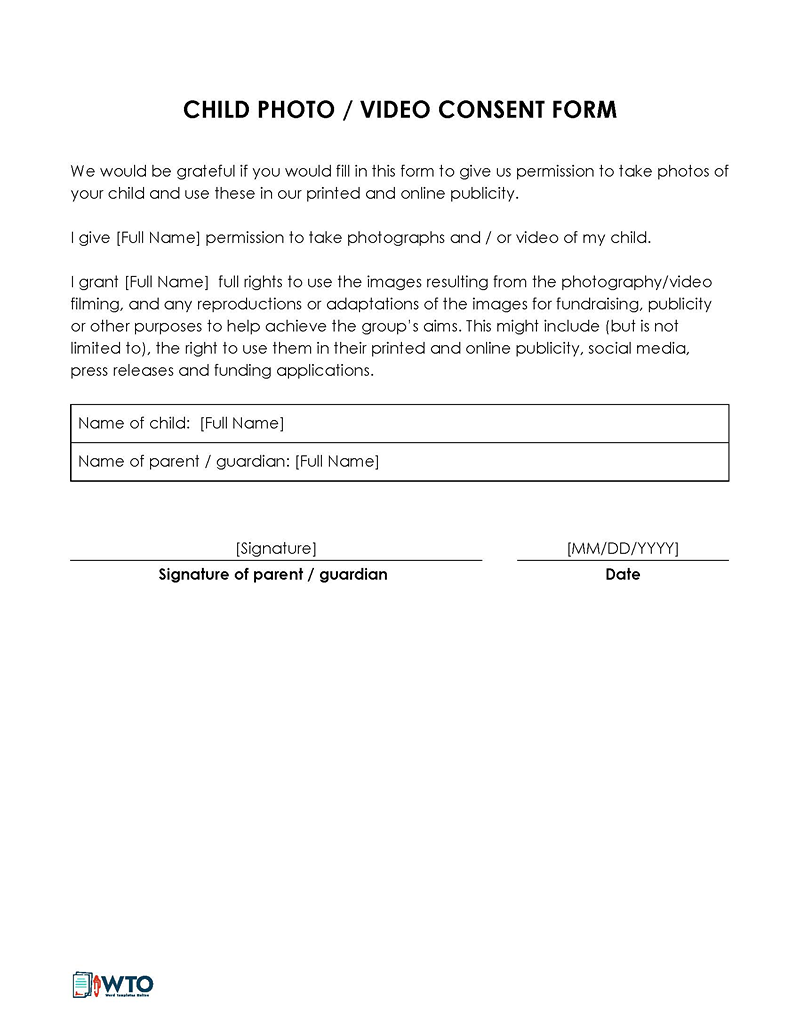 Free Photo Consent Forms Minor U0026 Adult Word PDF