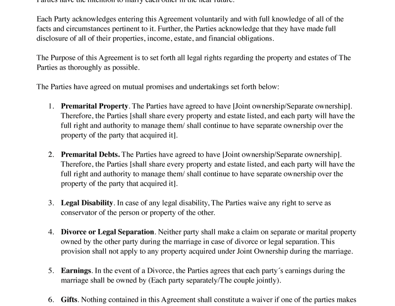 Free Prenuptial Agreement Template PDF U0026 Sample LawDistrict