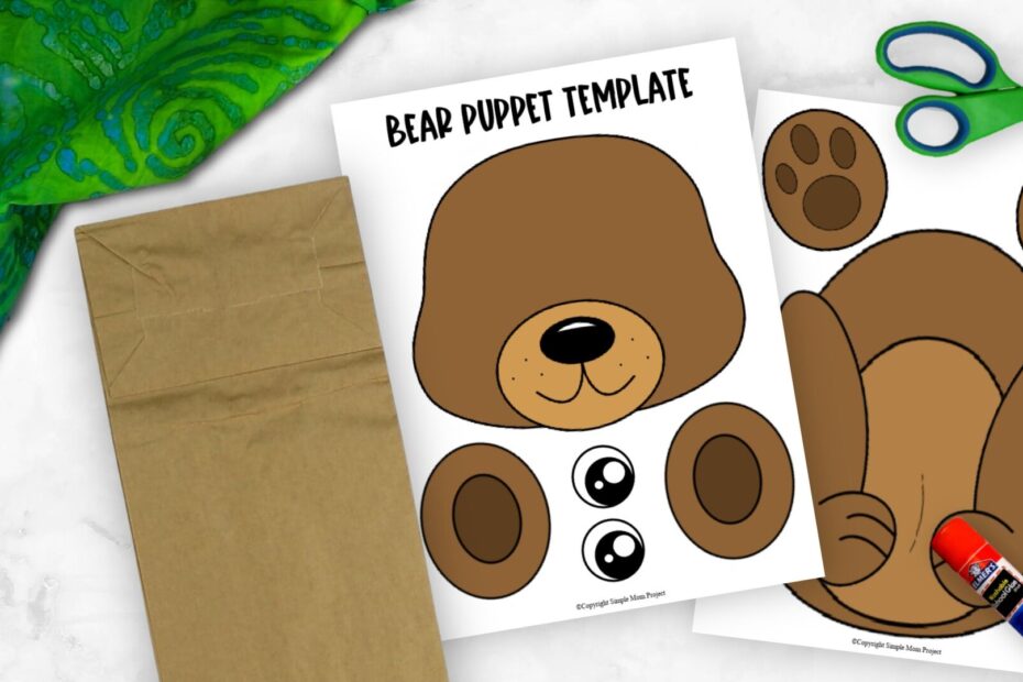Free Printable Bear Paper Bag Puppet Template Simple Mom Project