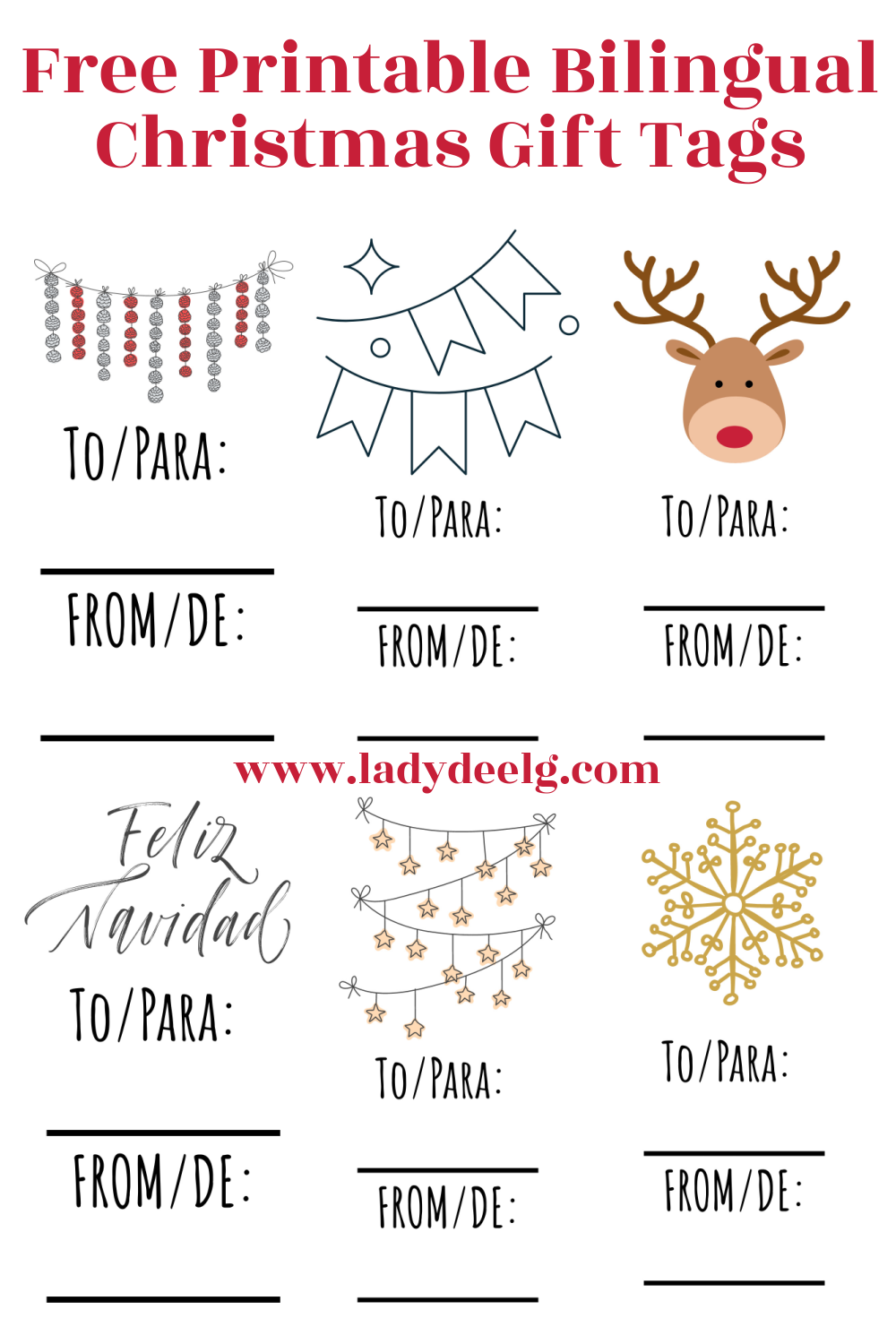 Free Printable Bilingual Christmas Gift Tags LadydeeLG