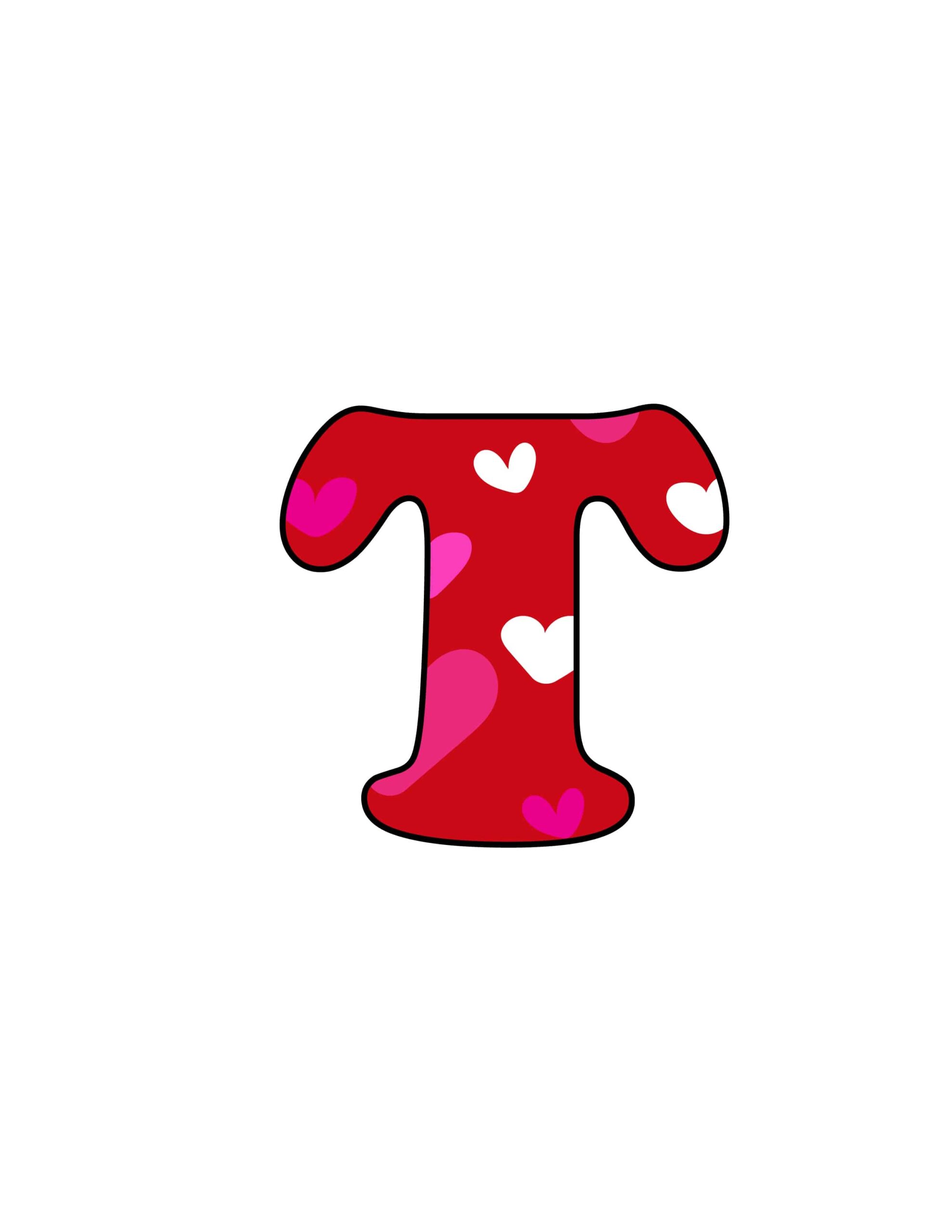 Free Printable Bubble Letters Colorful Valentine Bubble Letter T